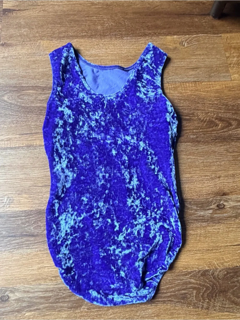 GK Elite Crushed Velvet Gymnastics Leotard Youth Large Royal Blue